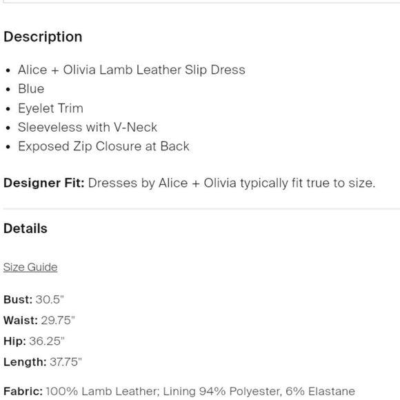 Alice + Olivia LAMBSKIN LEATHER DARK BLUE AUTHENTIC from REALREAL - Picture 8 of 8